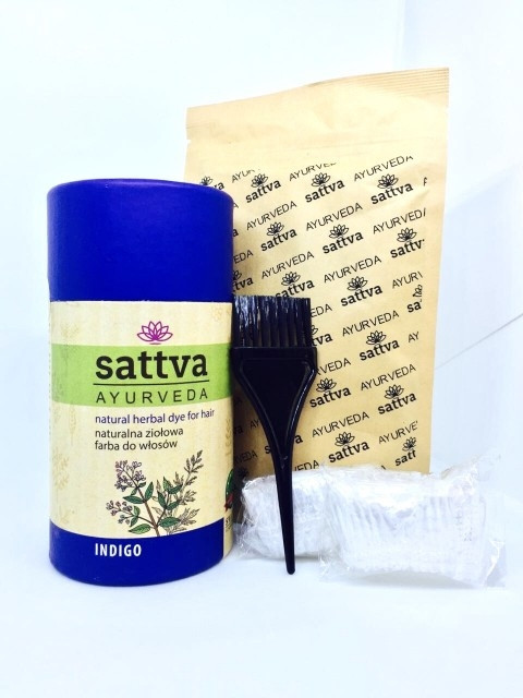 Sattva naturalna ziołowa farba do włosów - Indigo. Henna do włosów UK Dunia Organic