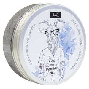 LaQ Peeling dla mężczyzn z węglem aktywnym, masłem shea i ekstraktem z chmielu. Naturalne kosmetyki handmade UK Dunia Organic