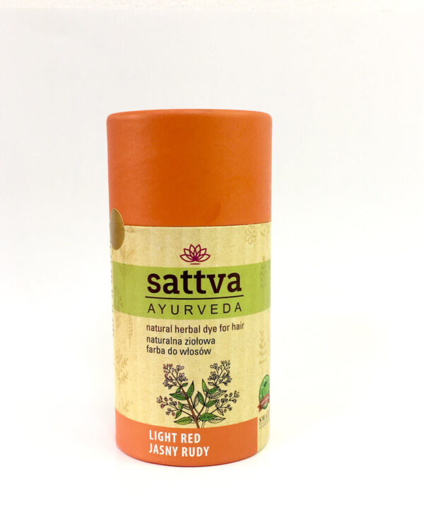 Sattva Ayurveda Henna do włosów Jasny Rudy.Naturalne kosmetyki do włosów Sattva UK Dunia Organic