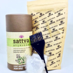 Sattva Ayurveda Henna do włosów Jasny brąz.Naturalne kosmetyki do włosów Sattva UK Dunia Organic