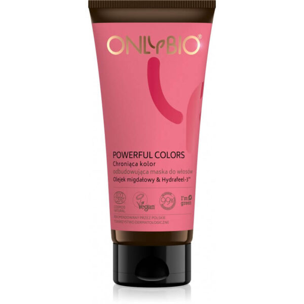 OnlyBio Powerful Colors Chroniąca kolor odbudowująca maska do włosów TUBA 200 ml. Kosmetyki naturalne w UK Dunia Organic