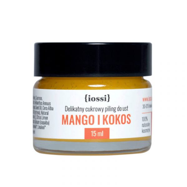 Iossi Mango Kokos. Delikatny cukrowy peeling do ust z woskiem pszczelim 15ml